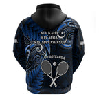 New Zealand Tiki Tennis Zip Hoodie 2024 Aotearoa Tenehi Maori Silver Fern - Blue