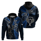 New Zealand Tiki Tennis Zip Hoodie 2024 Aotearoa Tenehi Maori Silver Fern - Blue