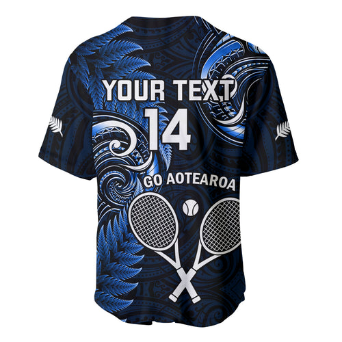 Custom New Zealand Tiki Tennis Baseball Jersey 2024 Aotearoa Tenehi Maori Silver Fern - Blue