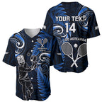 Custom New Zealand Tiki Tennis Baseball Jersey 2024 Aotearoa Tenehi Maori Silver Fern - Blue