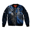 Custom New Zealand Tiki Tennis Bomber Jacket 2024 Aotearoa Tenehi Maori Silver Fern - Blue