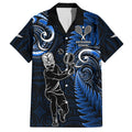 Custom New Zealand Tiki Tennis Hawaiian Shirt 2024 Aotearoa Tenehi Maori Silver Fern - Blue