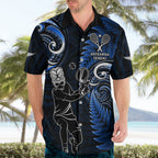 Custom New Zealand Tiki Tennis Hawaiian Shirt 2024 Aotearoa Tenehi Maori Silver Fern - Blue