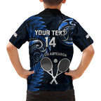 Custom New Zealand Tiki Tennis Hawaiian Shirt 2024 Aotearoa Tenehi Maori Silver Fern - Blue