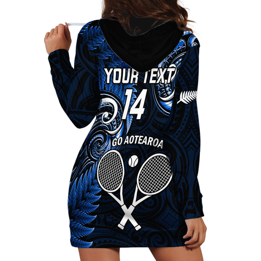 Custom New Zealand Tiki Tennis Hoodie Dress 2024 Aotearoa Tenehi Maori Silver Fern - Blue