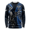 Custom New Zealand Tiki Tennis Long Sleeve Shirt 2024 Aotearoa Tenehi Maori Silver Fern - Blue