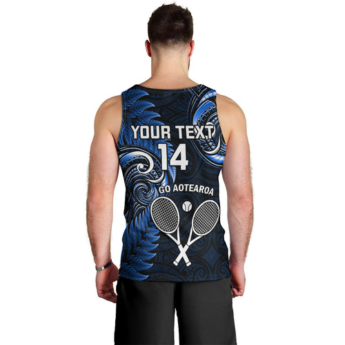 Custom New Zealand Tiki Tennis Men Tank Top 2024 Aotearoa Tenehi Maori Silver Fern - Blue