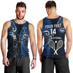 Custom New Zealand Tiki Tennis Men Tank Top 2024 Aotearoa Tenehi Maori Silver Fern - Blue