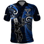 Custom New Zealand Tiki Tennis Polo Shirt 2024 Aotearoa Tenehi Maori Silver Fern - Blue