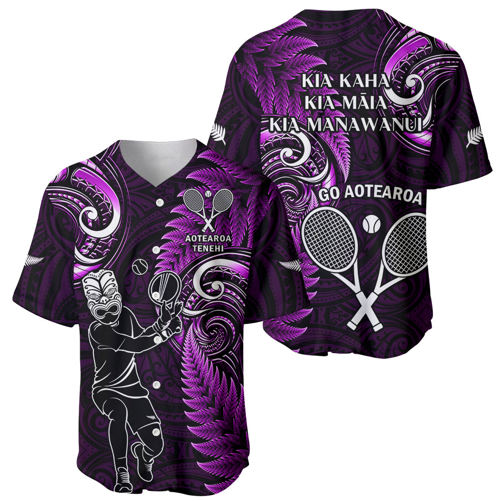 New Zealand Tiki Tennis Baseball Jersey 2024 Aotearoa Tenehi Maori Silver Fern - Purple