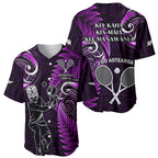 New Zealand Tiki Tennis Baseball Jersey 2024 Aotearoa Tenehi Maori Silver Fern - Purple