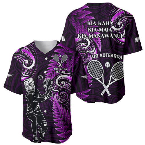 New Zealand Tiki Tennis Baseball Jersey 2024 Aotearoa Tenehi Maori Silver Fern - Purple