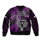 New Zealand Tiki Tennis Bomber Jacket 2024 Aotearoa Tenehi Maori Silver Fern - Purple