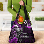 New Zealand Tiki Tennis Grocery Bag Aotearoa Tenehi Maori Silver Fern - Purple