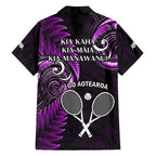 New Zealand Tiki Tennis Hawaiian Shirt 2024 Aotearoa Tenehi Maori Silver Fern - Purple