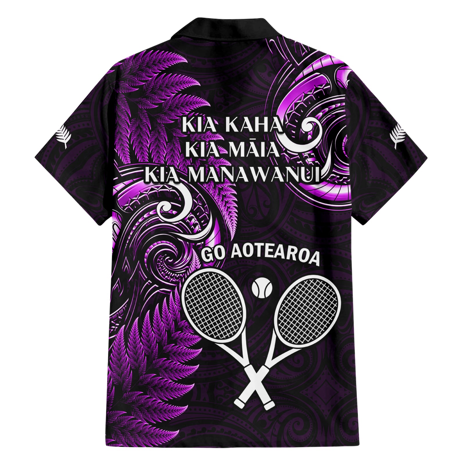 New Zealand Tiki Tennis Hawaiian Shirt 2024 Aotearoa Tenehi Maori Silver Fern - Purple