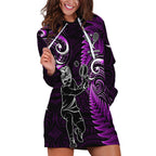New Zealand Tiki Tennis Hoodie Dress 2024 Aotearoa Tenehi Maori Silver Fern - Purple