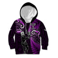 New Zealand Tiki Tennis Kid Hoodie 2024 Aotearoa Tenehi Maori Silver Fern - Purple