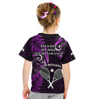 New Zealand Tiki Tennis Kid T Shirt 2024 Aotearoa Tenehi Maori Silver Fern - Purple