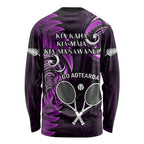 New Zealand Tiki Tennis Long Sleeve Shirt 2024 Aotearoa Tenehi Maori Silver Fern - Purple