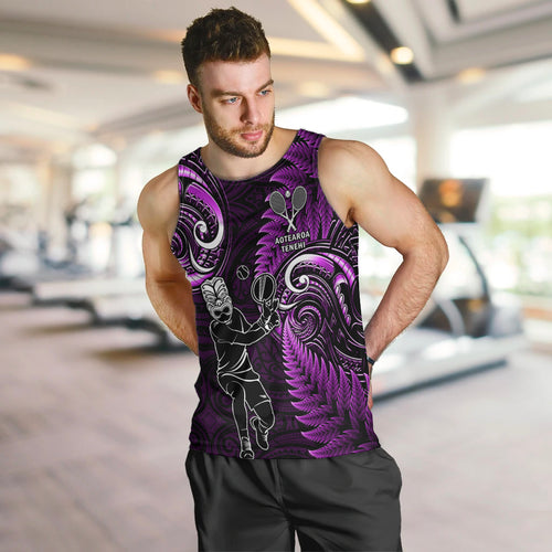New Zealand Tiki Tennis Men Tank Top 2024 Aotearoa Tenehi Maori Silver Fern - Purple