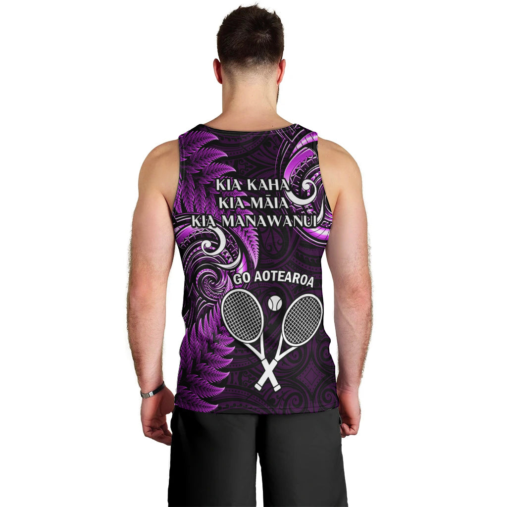 New Zealand Tiki Tennis Men Tank Top 2024 Aotearoa Tenehi Maori Silver Fern - Purple