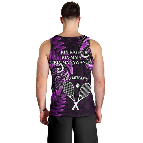 New Zealand Tiki Tennis Men Tank Top 2024 Aotearoa Tenehi Maori Silver Fern - Purple