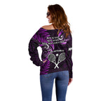 New Zealand Tiki Tennis Off Shoulder Sweater 2024 Aotearoa Tenehi Maori Silver Fern - Purple