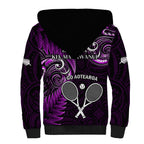 New Zealand Tiki Tennis Sherpa Hoodie 2024 Aotearoa Tenehi Maori Silver Fern - Purple