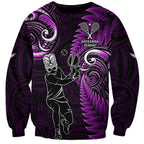 New Zealand Tiki Tennis Sweatshirt 2024 Aotearoa Tenehi Maori Silver Fern - Purple