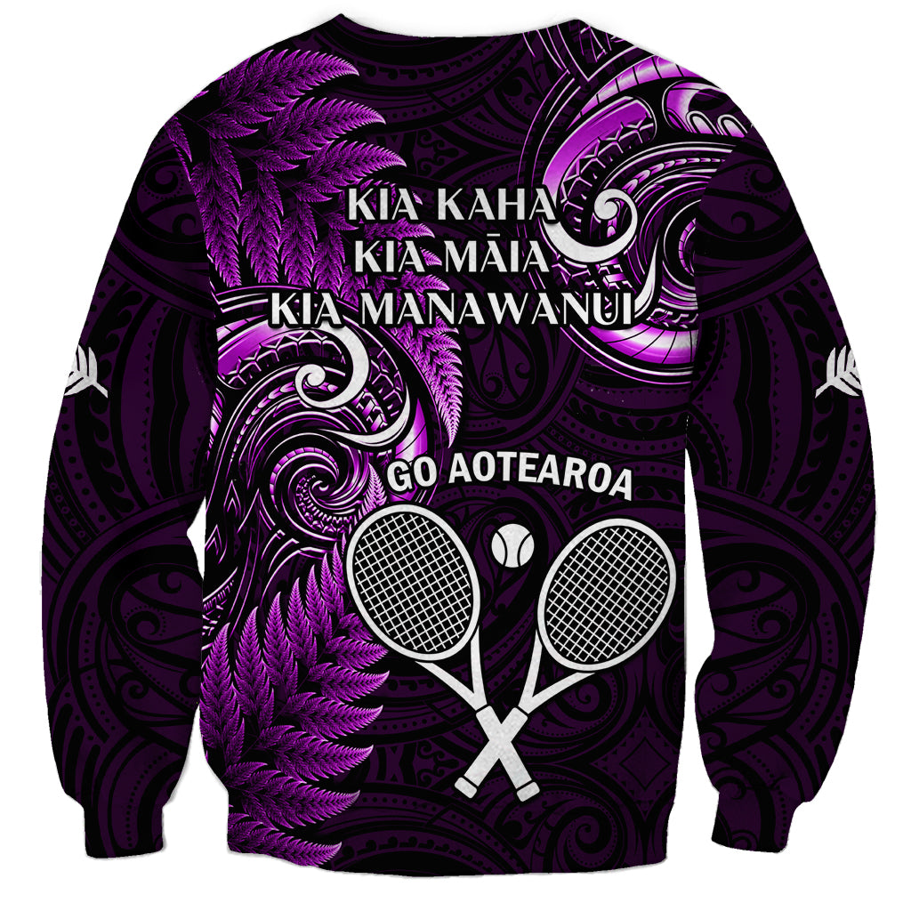New Zealand Tiki Tennis Sweatshirt 2024 Aotearoa Tenehi Maori Silver Fern - Purple