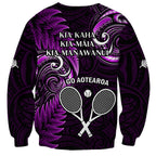 New Zealand Tiki Tennis Sweatshirt 2024 Aotearoa Tenehi Maori Silver Fern - Purple