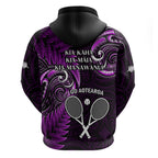 New Zealand Tiki Tennis Zip Hoodie 2024 Aotearoa Tenehi Maori Silver Fern - Purple