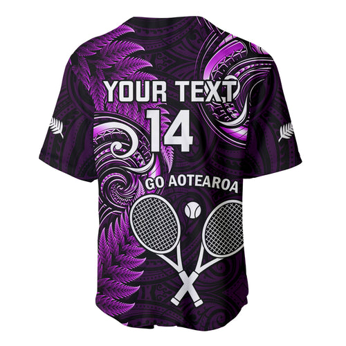 Custom New Zealand Tiki Tennis Baseball Jersey 2024 Aotearoa Tenehi Maori Silver Fern - Purple