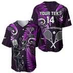 Custom New Zealand Tiki Tennis Baseball Jersey 2024 Aotearoa Tenehi Maori Silver Fern - Purple