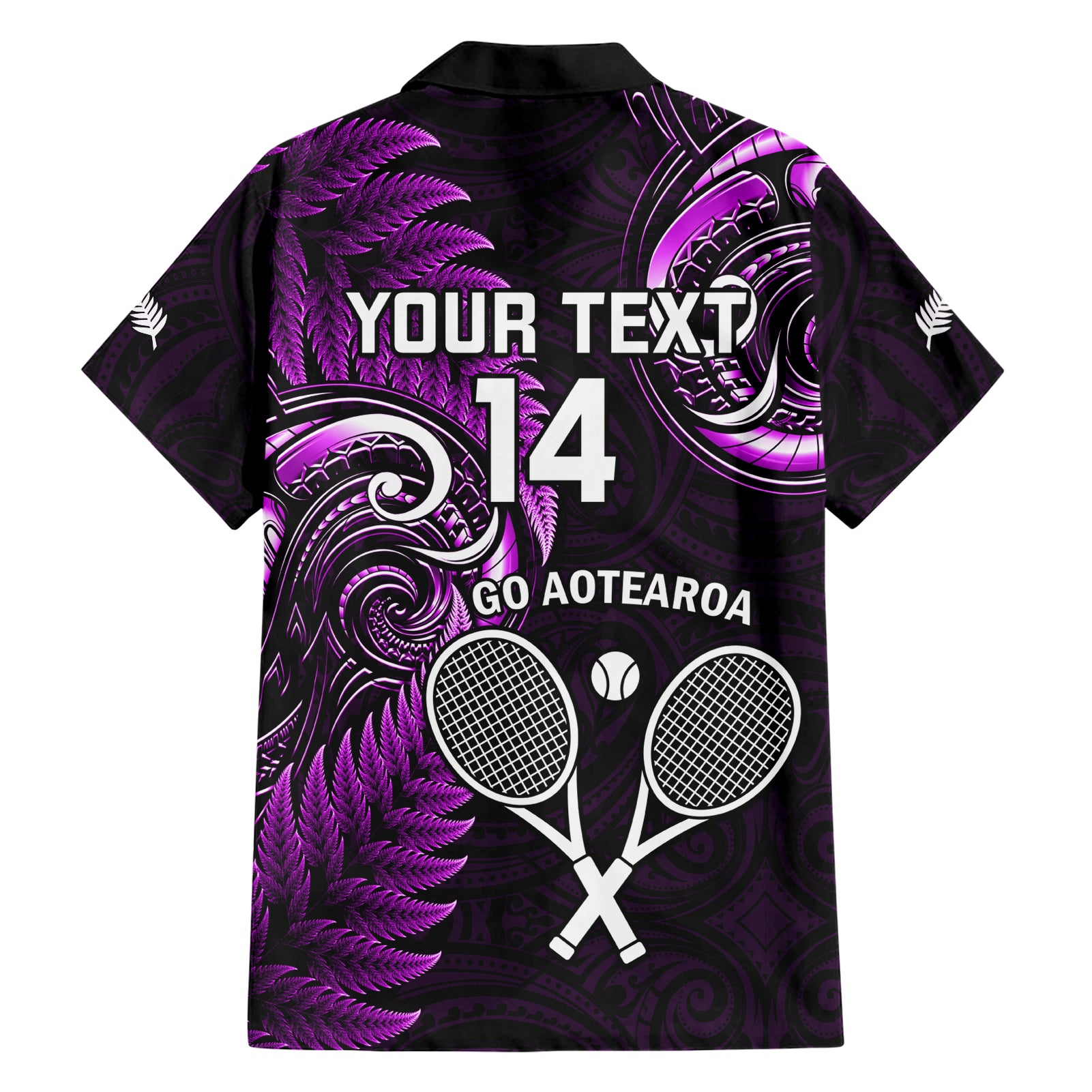 Custom New Zealand Tiki Tennis Hawaiian Shirt 2024 Aotearoa Tenehi Maori Silver Fern - Purple