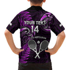 Custom New Zealand Tiki Tennis Hawaiian Shirt 2024 Aotearoa Tenehi Maori Silver Fern - Purple