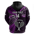 Custom New Zealand Tiki Tennis Hoodie 2024 Aotearoa Tenehi Maori Silver Fern - Purple