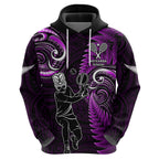 Custom New Zealand Tiki Tennis Hoodie 2024 Aotearoa Tenehi Maori Silver Fern - Purple