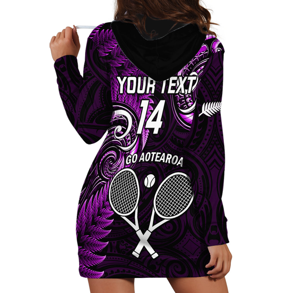 Custom New Zealand Tiki Tennis Hoodie Dress 2024 Aotearoa Tenehi Maori Silver Fern - Purple