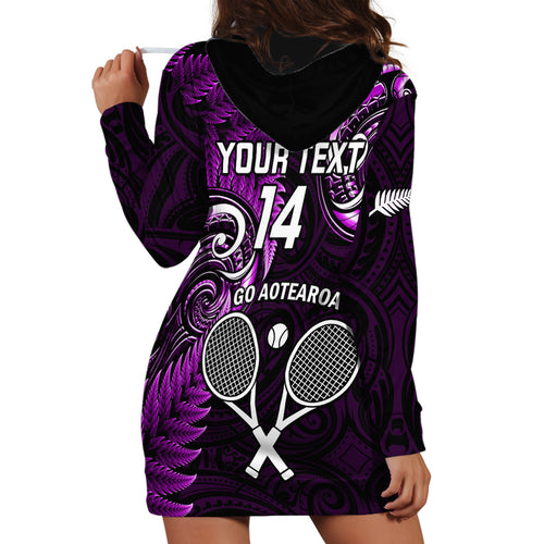 Custom New Zealand Tiki Tennis Hoodie Dress 2024 Aotearoa Tenehi Maori Silver Fern - Purple