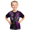 Custom New Zealand Tiki Tennis Kid T Shirt 2024 Aotearoa Tenehi Maori Silver Fern - Purple