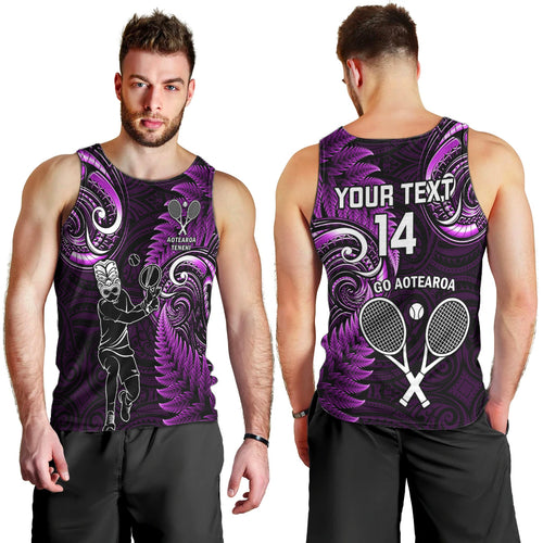 Custom New Zealand Tiki Tennis Men Tank Top 2024 Aotearoa Tenehi Maori Silver Fern - Purple