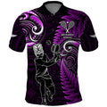 Custom New Zealand Tiki Tennis Polo Shirt 2024 Aotearoa Tenehi Maori Silver Fern - Purple
