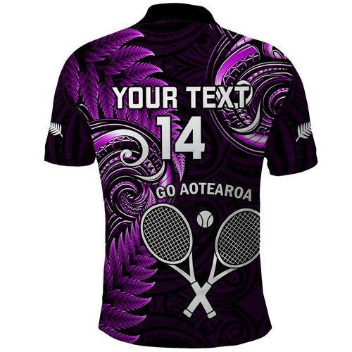 Custom New Zealand Tiki Tennis Polo Shirt 2024 Aotearoa Tenehi Maori Silver Fern - Purple