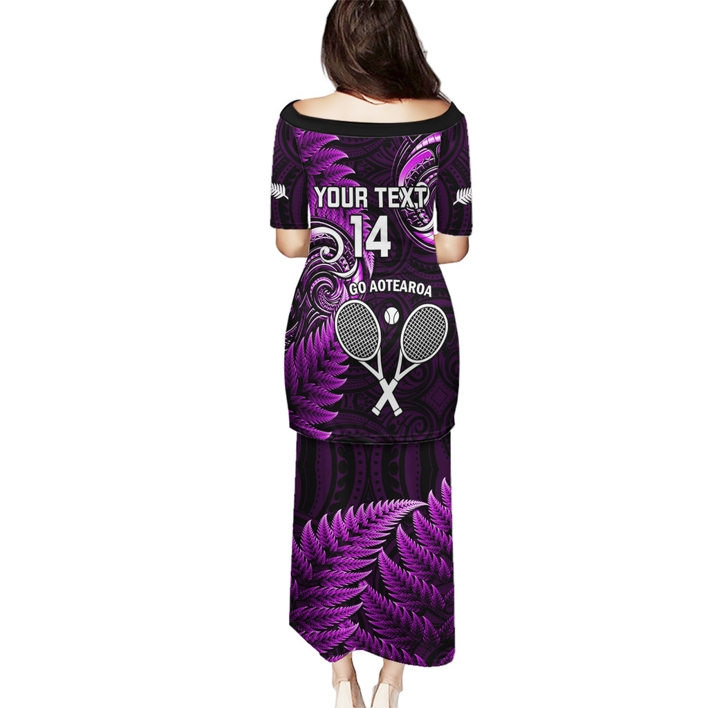 Custom New Zealand Tiki Tennis Puletasi 2024 Aotearoa Tenehi Maori Silver Fern - Purple