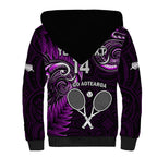 Custom New Zealand Tiki Tennis Sherpa Hoodie 2024 Aotearoa Tenehi Maori Silver Fern - Purple