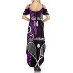 Custom New Zealand Tiki Tennis Summer Maxi Dress 2024 Aotearoa Tenehi Maori Silver Fern - Purple