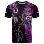 Custom New Zealand Tiki Tennis T Shirt 2024 Aotearoa Tenehi Maori Silver Fern - Purple