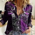 Custom New Zealand Tiki Tennis Women Casual Shirt 2024 Aotearoa Tenehi Maori Silver Fern - Purple